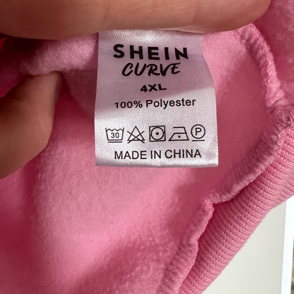 SHEIN Pink Crewneck Sweater with Text - Picture 2 of 2